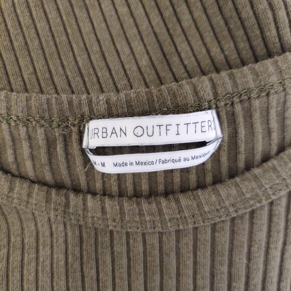Urban Outfitters Women's Dark Olive Stretchy Ribbed Long Sleeve Shirt | Medium - Picture 5 of 8